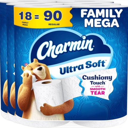 Charmin Ultra Soft Toilet Paper, 2-Ply, 18 Family Mega Rolls = 90 Regular Rolls
